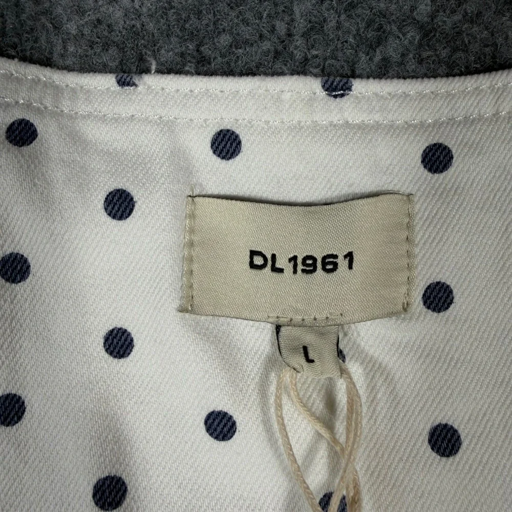 DL1961 Polka Dot Denim Vest Girls Size L White Cotton Recycled Button NWT